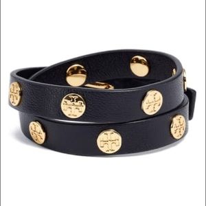 Tory Burch Double Wrap Logo Stud Bracelet